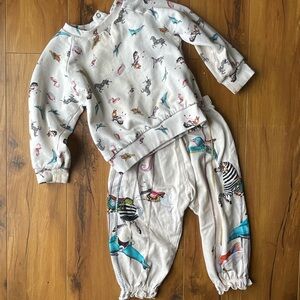 Molo Kids Matching Set - Cream with Multicolor Print